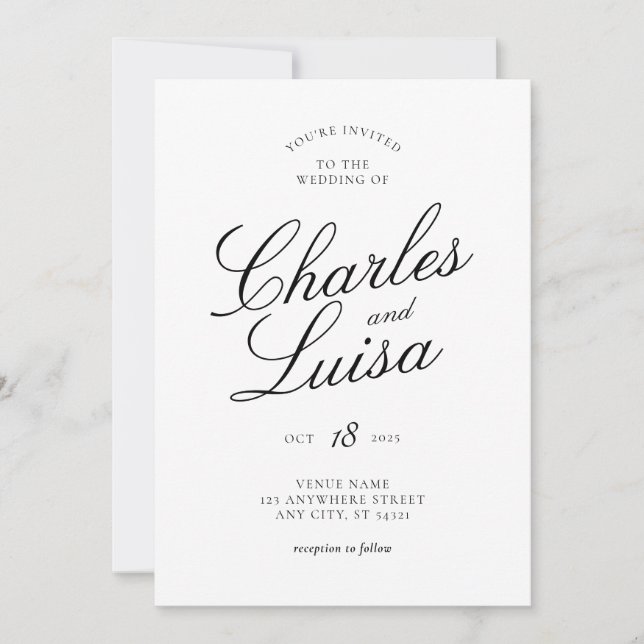Simple Elegant Classic Wedding Invitation (Front)