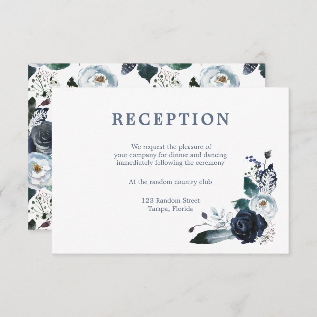Simple Elegant | Classic Wedding Reception Card (Front/Back)