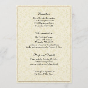 Simple Elegant Classic Wedding Reception Enclosure Invitation