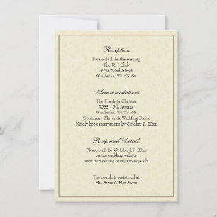 Simple Elegant Classic Wedding Reception Enclosure Invitation