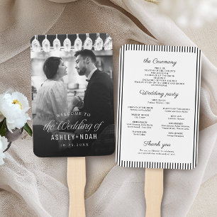 Simple Elegant Classy Script Photo Wedding Program Hand Fan