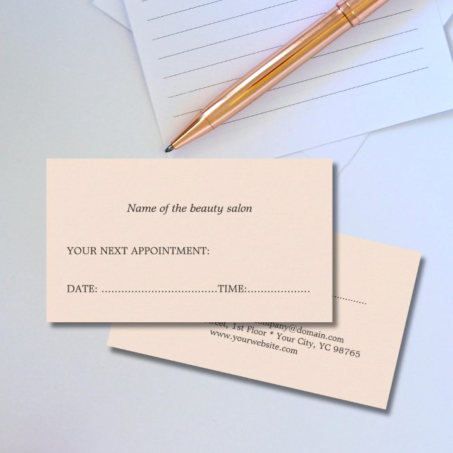 Simple Elegant Clean Beauty Salon Appointment Card (Creator Uploaded)