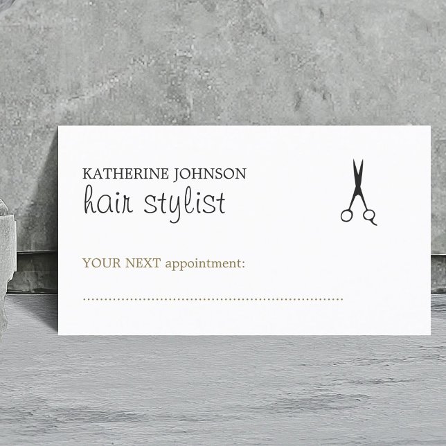 Simple Elegant Clean Hair Stylist Appointment Card (Creator Uploaded)