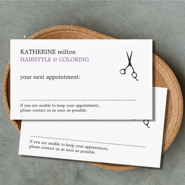 Simple Elegant Clean Hair Stylist Appointment Card (Creator Uploaded)