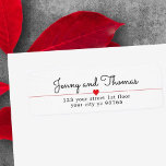 Simple Elegant Clean Heart Line Wedding<br><div class="desc">Elegant customisable address label with red line/ heart icon and white background. Simple elegant design.</div>