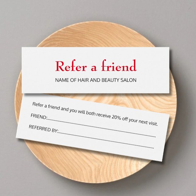 Simple Elegant Clean Red White Referral Card (Creator Uploaded)