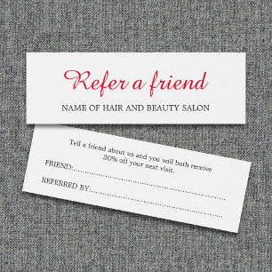 Simple Elegant Clean Red White Referral Card