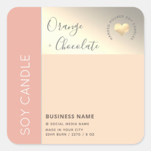 Simple elegant colour block typography soy candle square sticker