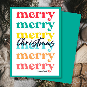 Simple Elegant Colourful Green Merry Christmas Holiday Card