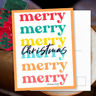 Simple Elegant Colourful Orange Merry Christmas Holiday Postcard
