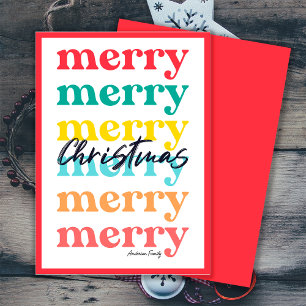 Simple Elegant Colourful Red Merry Christmas Holiday Card
