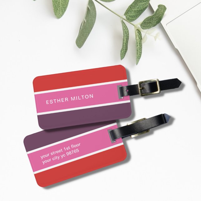 Simple Elegant Colourful Stripes Luggage Tag (Creator Uploaded)