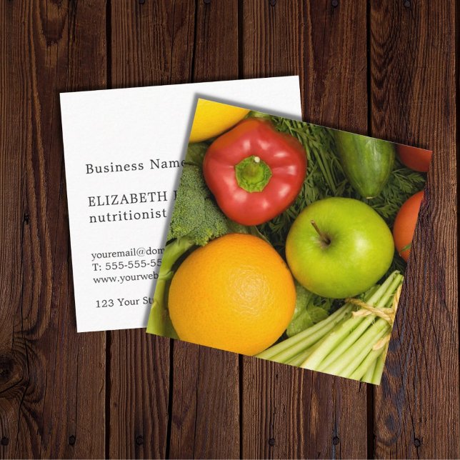 Simple Elegant Colourful Vegetables Nutritionist Square Business Card (Creator Uploaded)