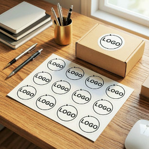 Simple Elegant Company Logo Here   Custom Minimal Classic Round Sticker