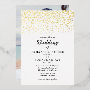 Simple Elegant Confetti Photo Wedding Gold