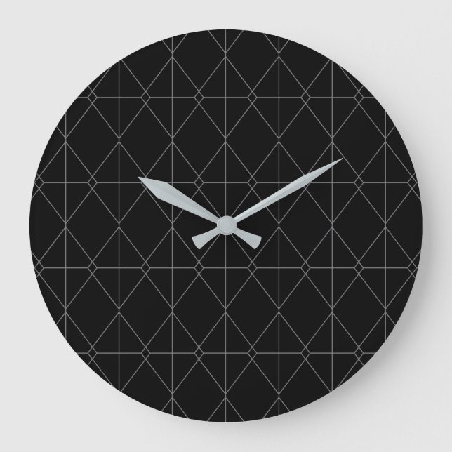 Simple, elegant, cool, trendy line graphic pattern large clock (Front)