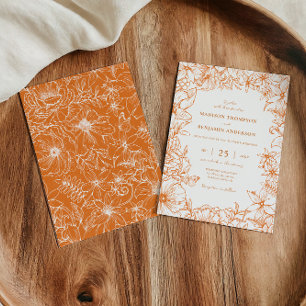 Simple Elegant Copper Floral Garden Wedding Invitation