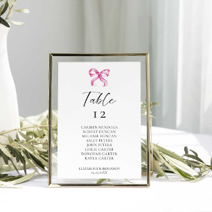 Simple Elegant Coquette Wedding Seating Chart Table Number