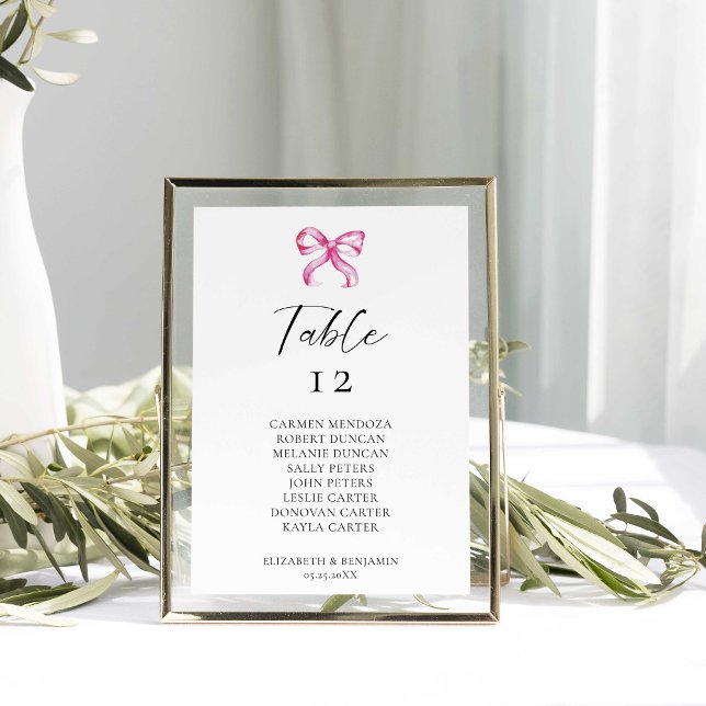 Simple Elegant Coquette Wedding Seating Chart Table Number (Creator Uploaded)