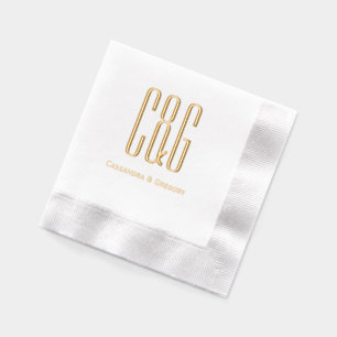 Simple Elegant Couple Monogram #8D and Names Foil Napkins