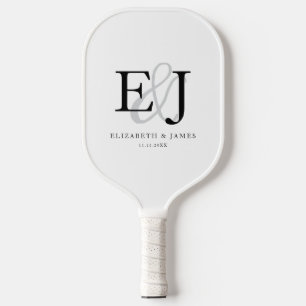 Simple Elegant Couple Monogram Wedding Pickleball Paddle