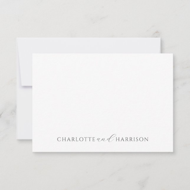 Simple Elegant Couple Names Monogram Card (Front)