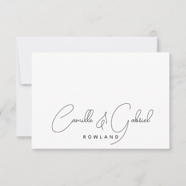 Simple Elegant Couple Names Script Monogram Card (Front)