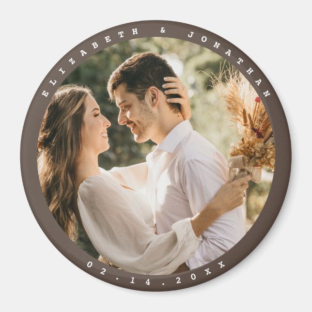 Simple Elegant Couple Photo Wedding Save The Date Magnet (Front)
