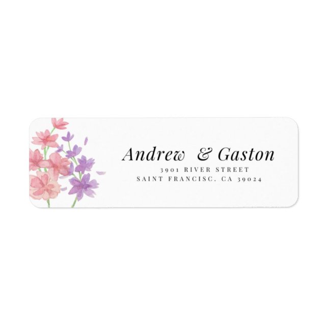 Simple elegant couple return adress label (Front)