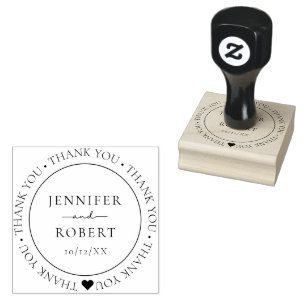 Simple Elegant Couple Thank You Wedding Rubber Stamp