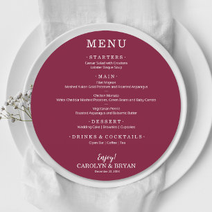 Simple Elegant Cranberry Round Christmas Menu