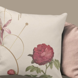 Simple Elegant Cream & Burgundy Floral Design Cushion