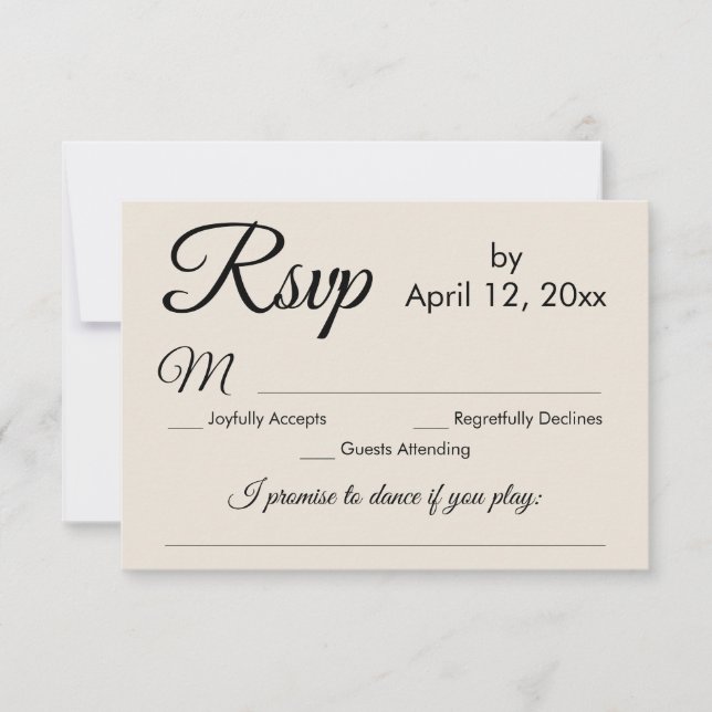 Simple Elegant Cream Song Request Wedding RSVP Card (Front)