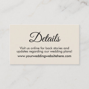 Simple, Elegant Cream Wedding Details Enclosure Card