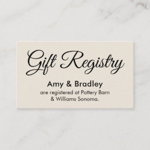 Simple, Elegant Cream Wedding Gift Registry Enclosure Card