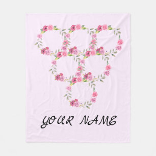Simple elegant custom add your name floral wreath fleece blanket