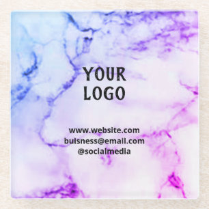 Simple elegant custom add your name marble stone glass coaster