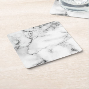 Simple elegant custom add your name marble   stone square paper coaster