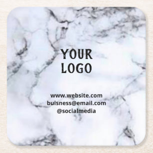 Simple elegant custom add your name marble stone square paper coaster