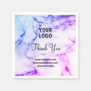 Simple elegant custom add your name marble thanks napkin