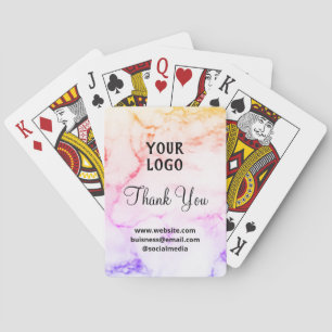 Simple elegant custom add your name marble thanks  playing cards