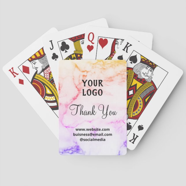Simple elegant custom add your name marble thanks  playing cards (Back)