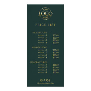 Simple Elegant Custom Business Logo Price List Rack Card