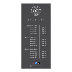 Simple Elegant Custom Business Logo Price List Rack Card