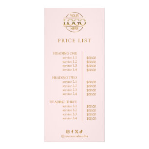Simple Elegant Custom Business Logo Price List Rack Card