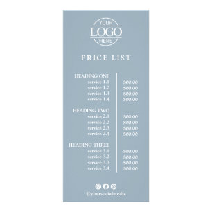 Simple Elegant Custom Business Logo Price List Rack Card