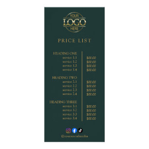 Simple Elegant Custom Business Logo Price List Rack Card