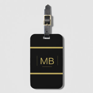 Simple Elegant Custom Monogram Black Gold Colour Luggage Tag