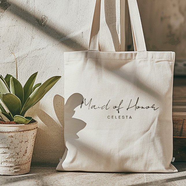 Simple Elegant Customisable Maid of Honour Tote Bag (Creator Uploaded)