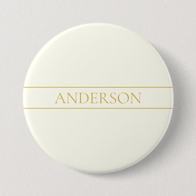 Simple Elegant Customisable Text | Gold Off White 7.5 Cm Round Badge (Front)